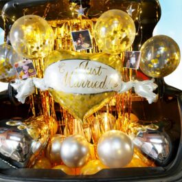 Golden Just Married Car Boot Decoration