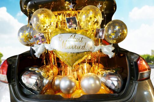Golden Just Married Car Boot Decoration