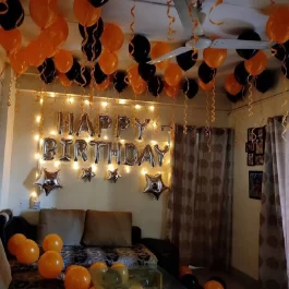 Black and Orange Birthday Balloon Decoration