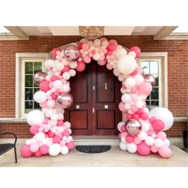Pink & White Balloon Arch Decoration